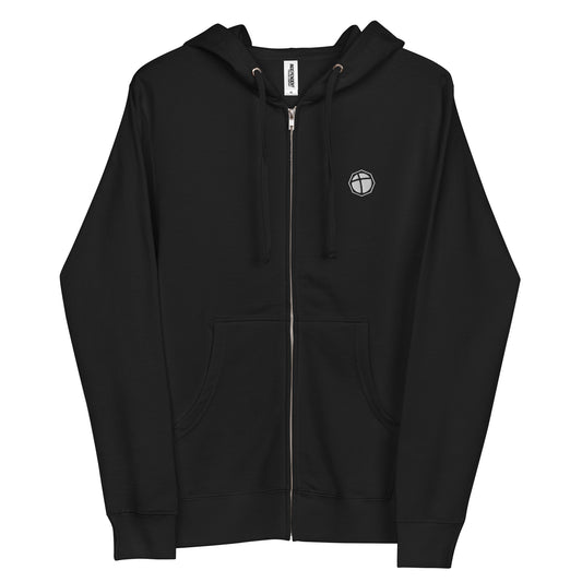 Embroidered Fleece Zip Up Hoodie